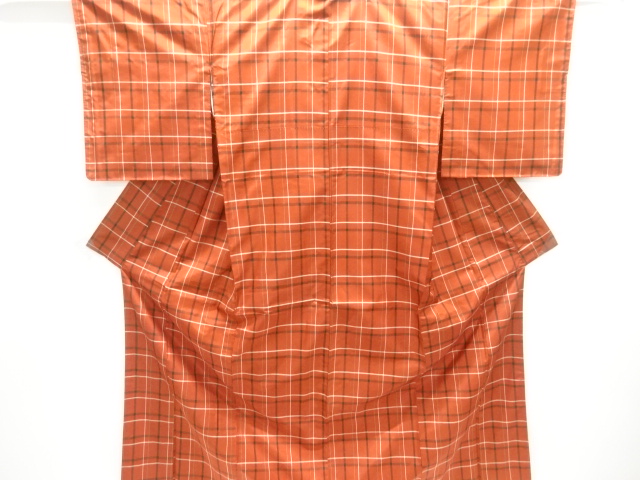 格子織り出し米沢紬着物